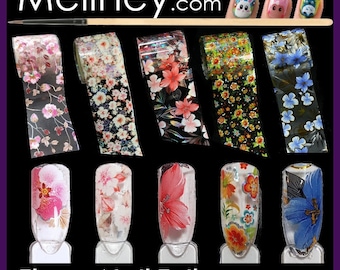 Flower Nail Art Transfer Foils Patterns Manicure Decor Decoration Transparent  Floral Leaf Foil
