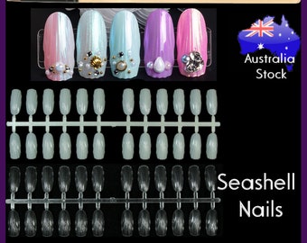 24/120/240pc Seashell Nails Full Cover Shaped Oval Long False Square Manicure Fake press on nails Sea shell Display Decoration