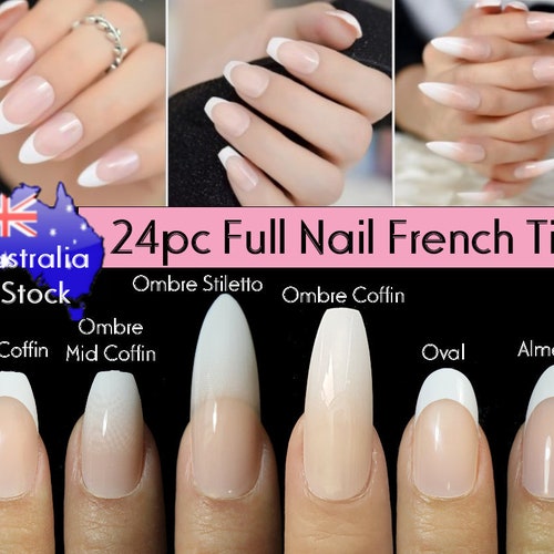 24pc Full Nail French Tips Natural Finger False Fake Art Cover - Etsy 24pc Full Nail French Tips Natural Finger False Fake Art Cover - Etsy