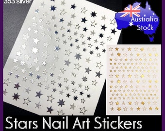 Stars Nail Art Stickers Manicure Hollow Solid Gold Silver Small