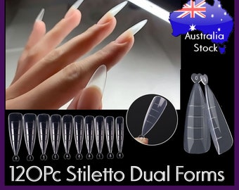 120pc Stiletto Dual Forms Full Cover Nail Tip almond Mould mold False French curved Duo Manicure Fake Nails Gel Acrylic UV POPPITS