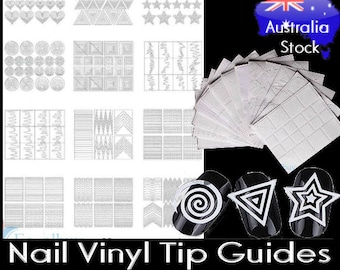 3 x Vinyl Tip Guides Nail Art Decal Stickers Transfer Stencils Craft Decorations wrap Hollow adhesive heart star spiral