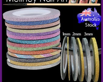 1mm/2mm/3mm Sandy Glitter Striping tape Nail Art Lines Manicure Stickers decal decoration Washi tape