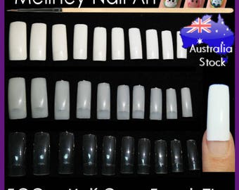500pc Half Cover French Tips False Nail Tips Fingernail Manicure Acrylic gel DIY Clear white natural fake nails long