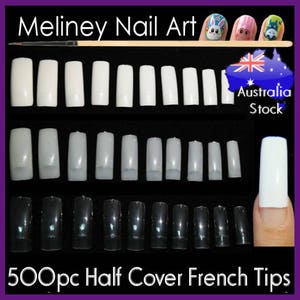 500pc Half Cover French Tips False Nail Tips Fingernail Manicure Acrylic gel DIY Clear white natural fake nails long image 1