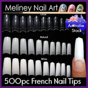 500pc French Nail Tips White Clear natural Manicure Fake False nail Art Acrylic salon supply image 1
