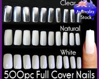 500pc Full Cover False Nail Tips Fingernail Manicure Acrylic gel DIY Clear white natural fake nails long press on nails