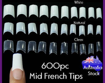 600pc Mid French Nail Tips Square Shape False Fingernail Manicure Acrylic gel DIY fake nails long nails Artificial Extensions