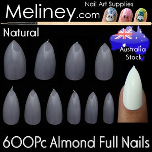 600pc Almond Nail Shape Oval Stiletto Full Cover False Tips Fingernail Manicure Acrylic gel DIY Pointy fake nails long press on nails clear image 4