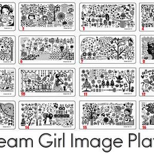 Dream Girl Nail Art Stamping Image Plates Rectangle Metal Stencil flowers cartoons animals