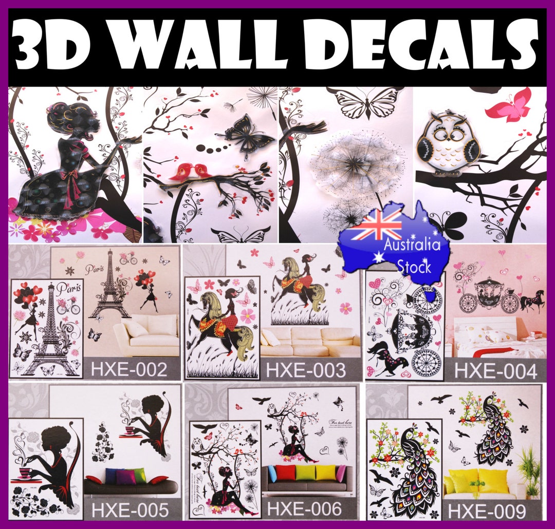 3D Wall Art Decals Stickers Removable Home Decor Decorations Kids Nursery Girl Horse Peacock