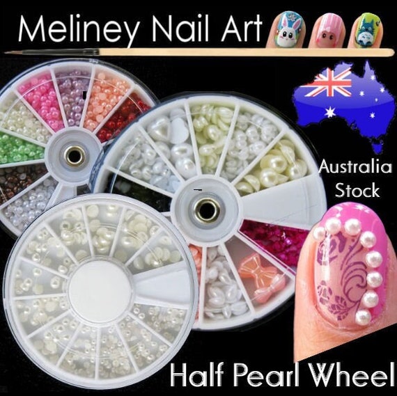 Nail Art Decorations Half Pearls Wheel Colour Craft DIY Rhinestones Decals Beads Jewelry Supply