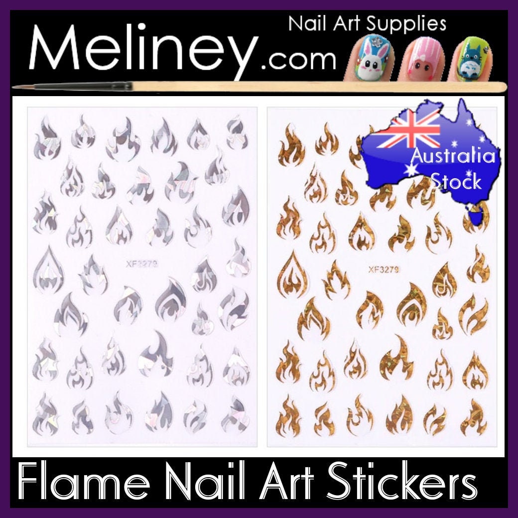 Red Flame False Nail Glitter Short Almond Press on Nails for Nail Art 24pcs  | eBay