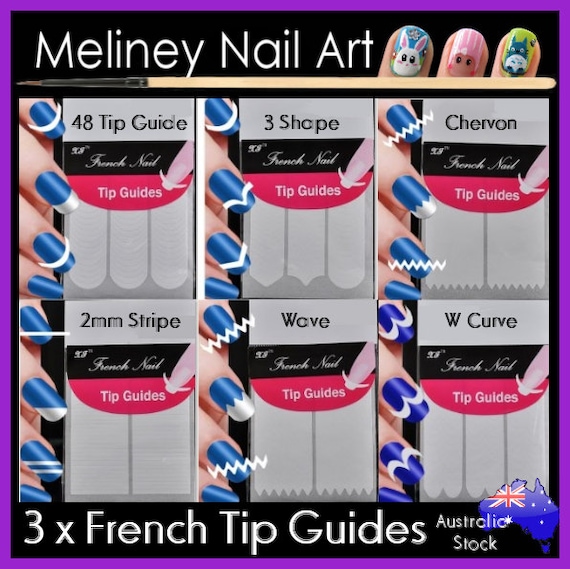 3 x French Tip Guides Smile Line 3 shape wave Nail Art Manicure Stickers shape angle curve tools Deep V