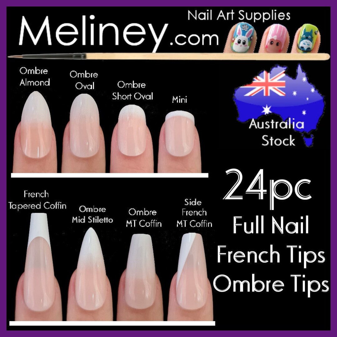 24pc Special Full Nail French Tips Natural Finger False Fake Art Cover  Manicure Acrylic UV Gel Long Short Press on Nails Stickers Tabs 