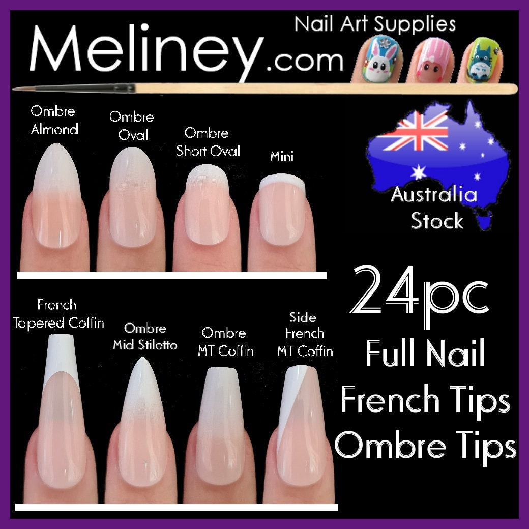 French Tip Press Nails Short Coffin Nails Glossy - Temu