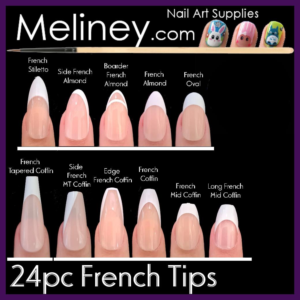24pc Press on Nails French Tips Full Cover Nail Natural Finger