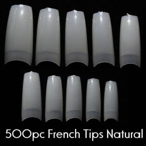 500pc French Nail Tips White Clear natural Manicure Fake False nail Art Acrylic salon supply 500 French Natural