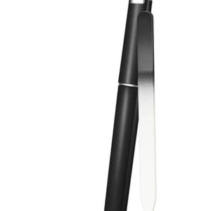 May include: A black nail file with a silver cap and a white glass nail file.