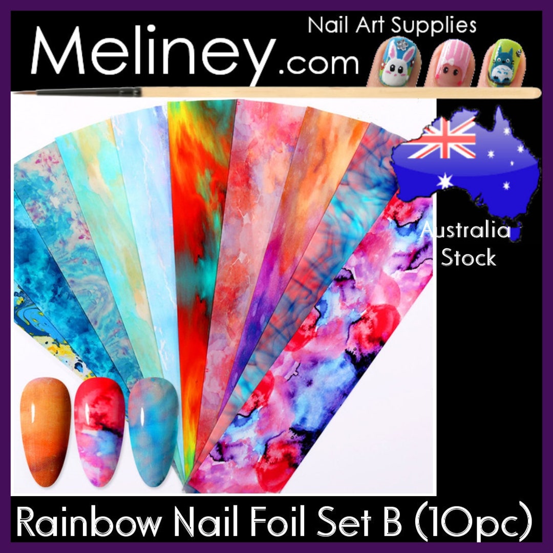 Designer Logo Nail Art Transfer Foil Set - Rainbow