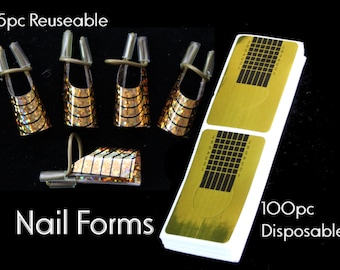 100 unidades/5 unidades de pegatinas desechables y reutilizables para uñas, manicura acrílica, gel UV y extensiones de uñas.