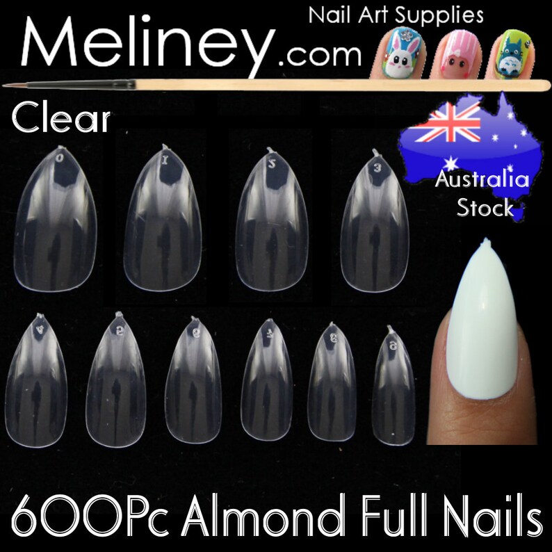 600pc Almond Nail Shape Oval Stiletto Full Cover False Tips Fingernail Manicure Acrylic gel DIY Pointy fake nails long press on nails clear image 5