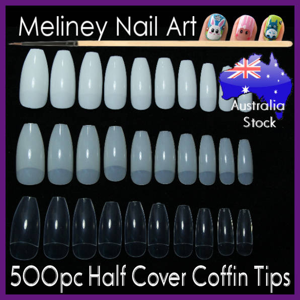 500pc Half Cover Coffin Shaped Full Well Nail Tips Ballerina Etsy