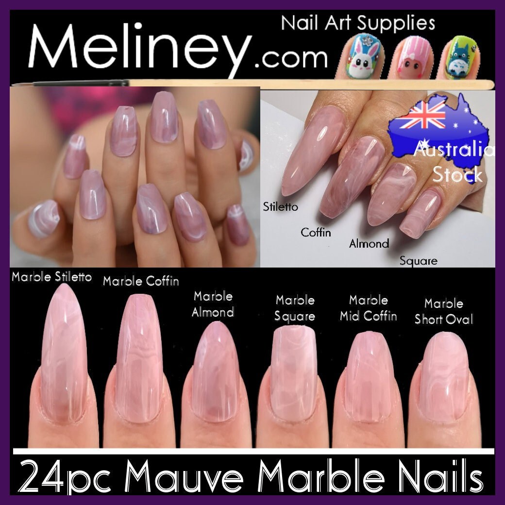 24pc Mauve Marble Full Cover Nails Finger False Fake Art Pink - Etsy 24pc Mauve Marble Full Cover Nails Finger False Fake Art Pink - Etsy