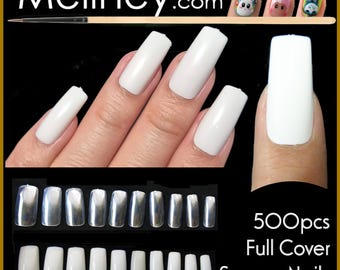 500pc Full Cover False Nail Tips Fingernail Manicure Acrylic gel DIY Clear white natural fake nails long press on nails