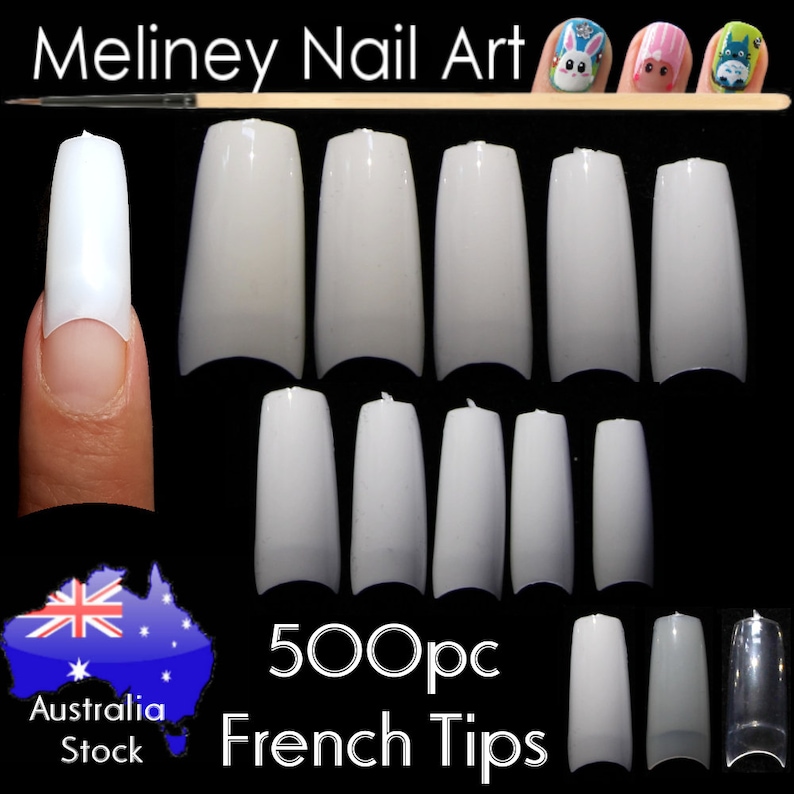 500pc French Nail Tips White Clear natural Manicure Fake False nail Art Acrylic salon supply 500 French White