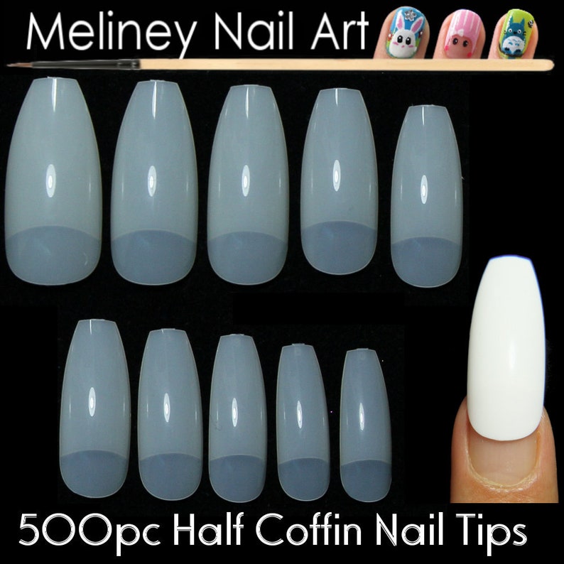 500pc Half Cover Coffin Shaped Full Well Nail Tips Ballerina Etsy