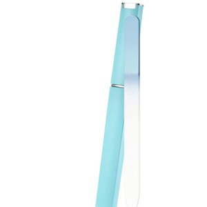 May include: A light blue nail file with a white tip, encased in a matching light blue protective case.