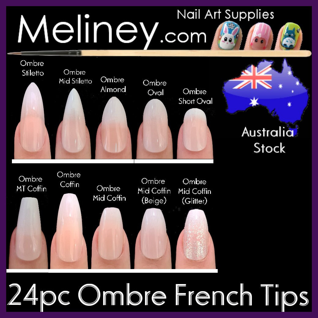 24pc Ombre French Tips Special Full Cover Gradient Fade Nail - Etsy