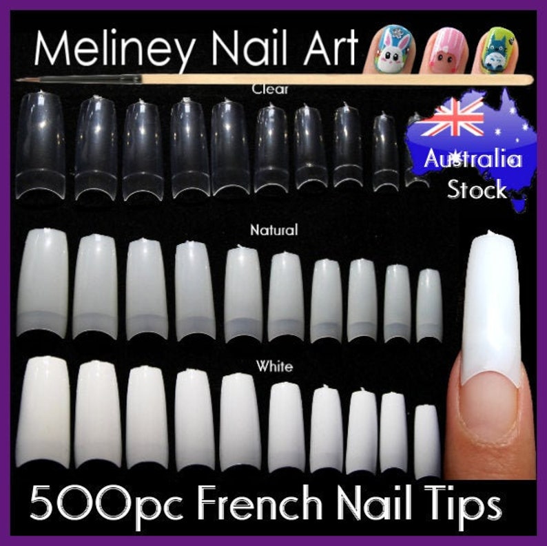 500pc French Nail Tips White Clear natural Manicure Fake False nail Art Acrylic salon supply image 1