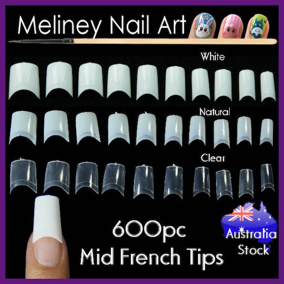 600pc Mid French Nail Tips Square Shape False Fingernail Manicure Acrylic gel DIY fake nails long nails Artificial Extensions