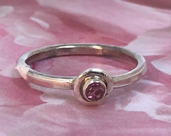 Sterling Silver Pink Stone Ring, Tourmaline Ring