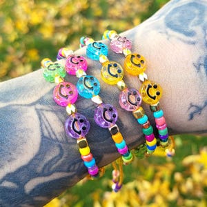 Smiley Face Colorful Beaded Knot Bracelets: FriendShip bracelets, gifts, preppy
