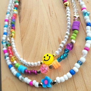 Smiley Face Summer Beaded Necklace - Etsy
