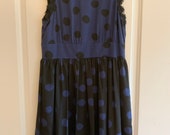 Corey Lynn Calter blue and black polka dot lace trimmed dress sz. 8