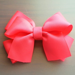 Neon Pink Hair Bow Clip image 1