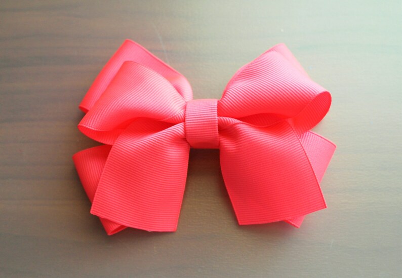 Neon Pink Hair Bow Clip image 1