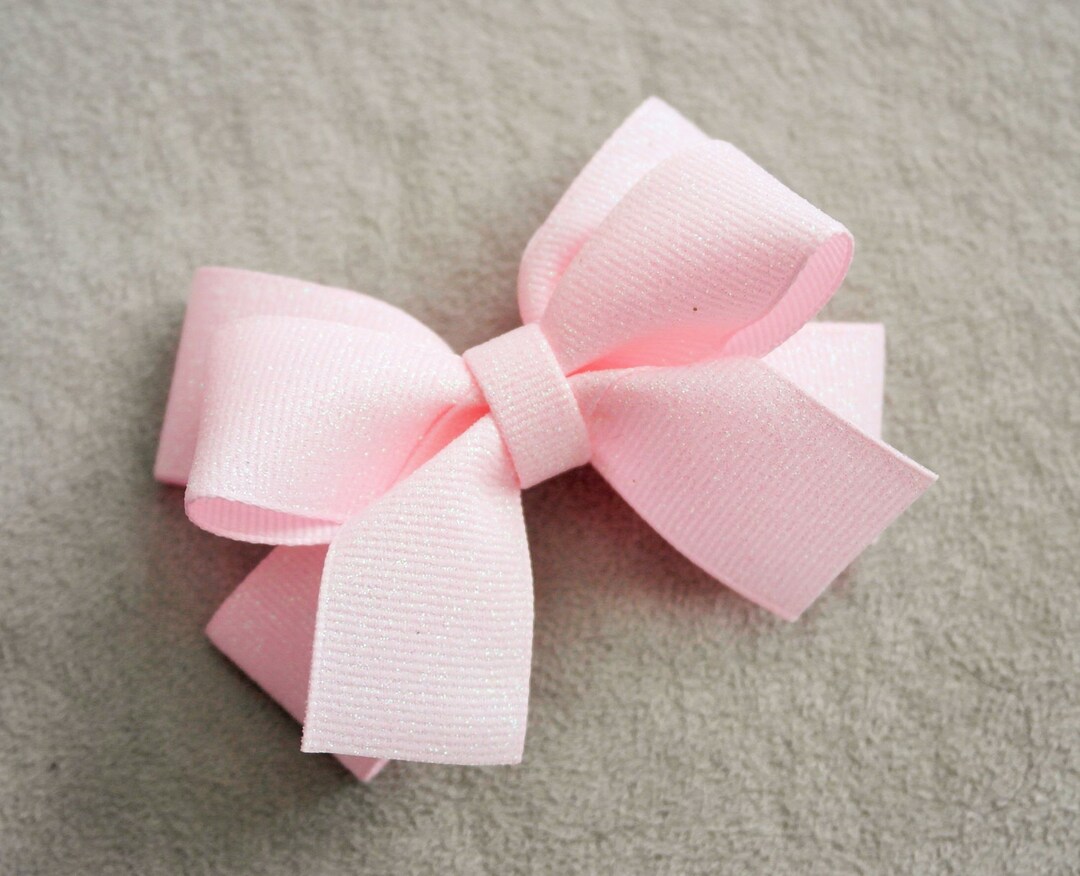 Pink Glitter Hair Bow Clip - Etsy