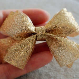 Holiday Gold Glitter Hair Bow Clip image 3