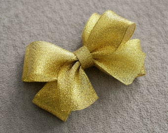 Holiday Gold Glitter Hair Bow Clip - Etsy