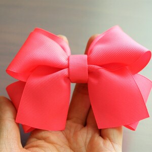 Neon Pink Hair Bow Clip image 3