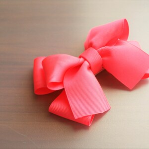 Neon Pink Hair Bow Clip image 2