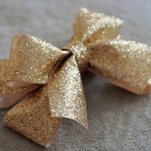 Holiday Gold Glitter Hair Bow Clip image 2