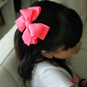 Neon Pink Hair Bow Clip image 4