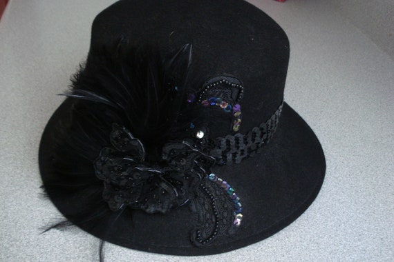 VINTAGE Mr. HI's Classic HAT / Black Wool Fancy F… - image 2