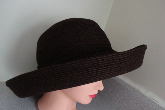 VINTAGE ERIC JAVITZ Hat / Chocolate Brown Corduro… - image 2